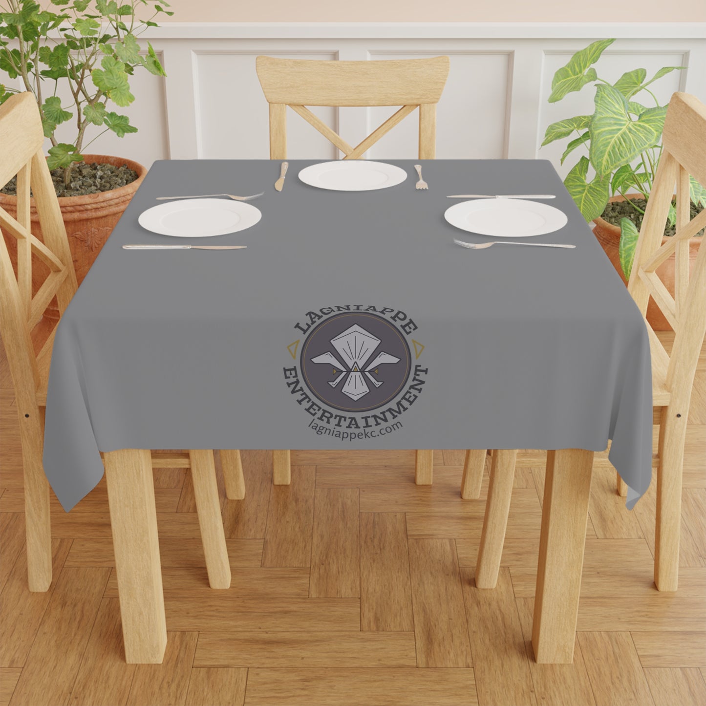 Lagniappe Entertainment Small Dark Color Logo Tablecloth