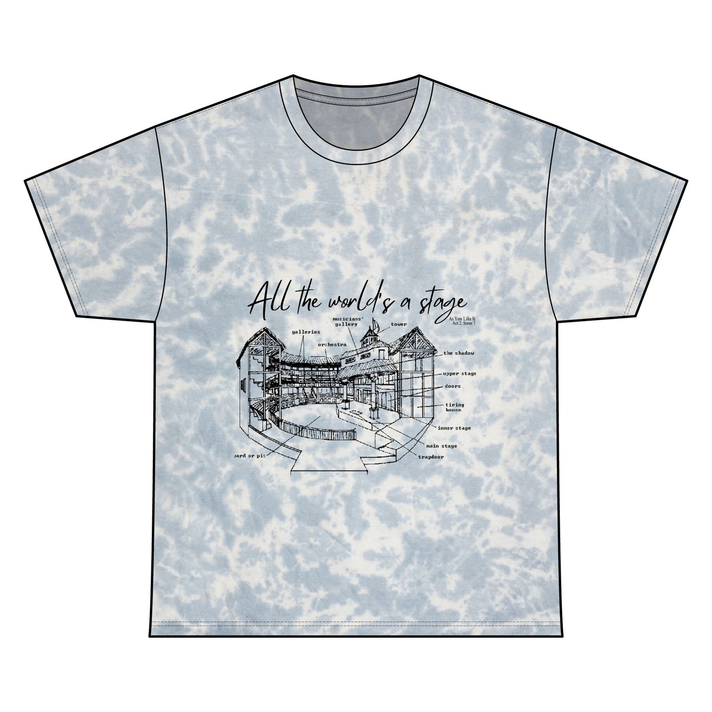 All the World's a Stage Tie Dye Cotton Tee Unisex