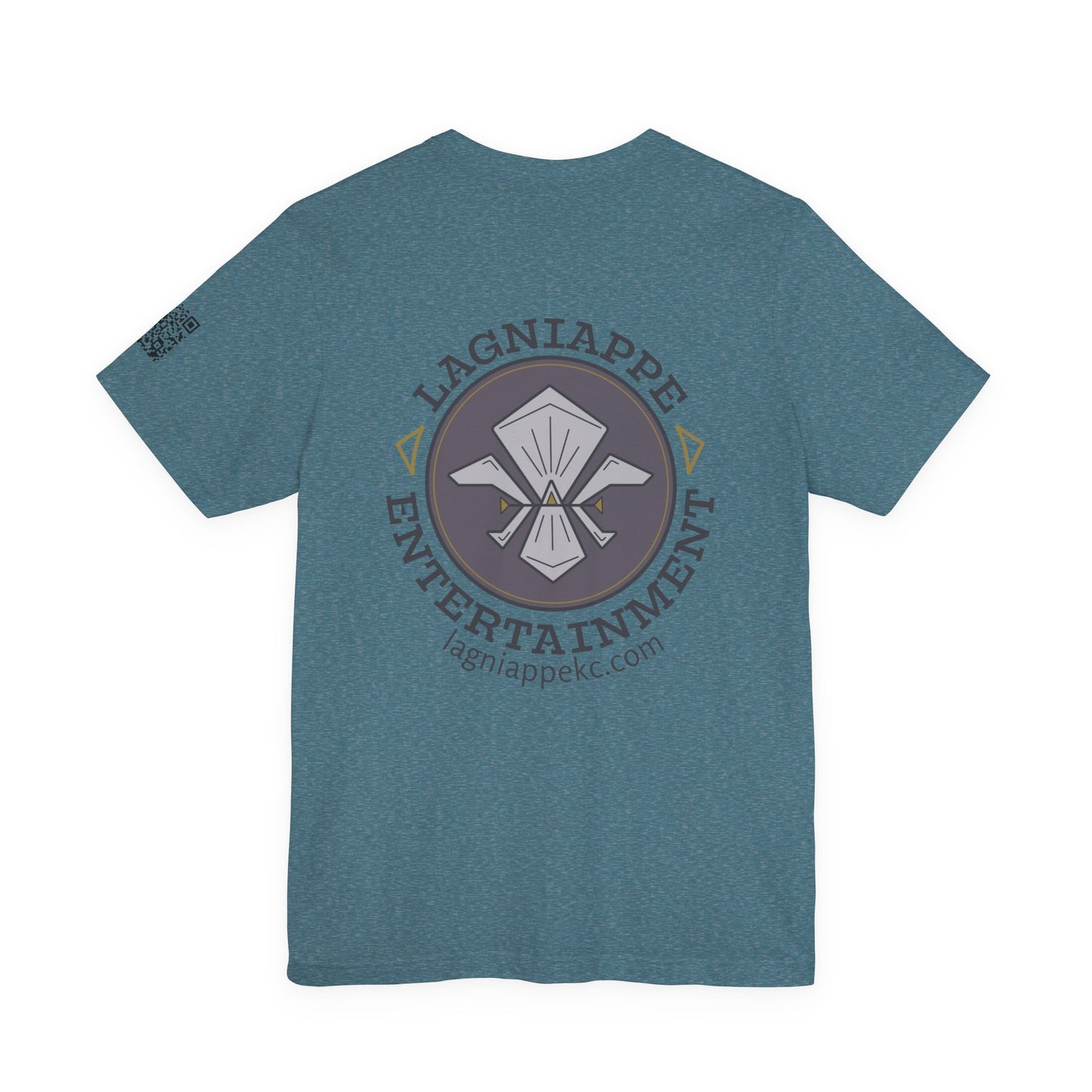 Lagniappe Entertainment Dark Color Logo - Unisex Jersey Tee, Casual Tee, Graphic T-Shirt, Unique Gift, Birthday Gift, Music Festival Apparel