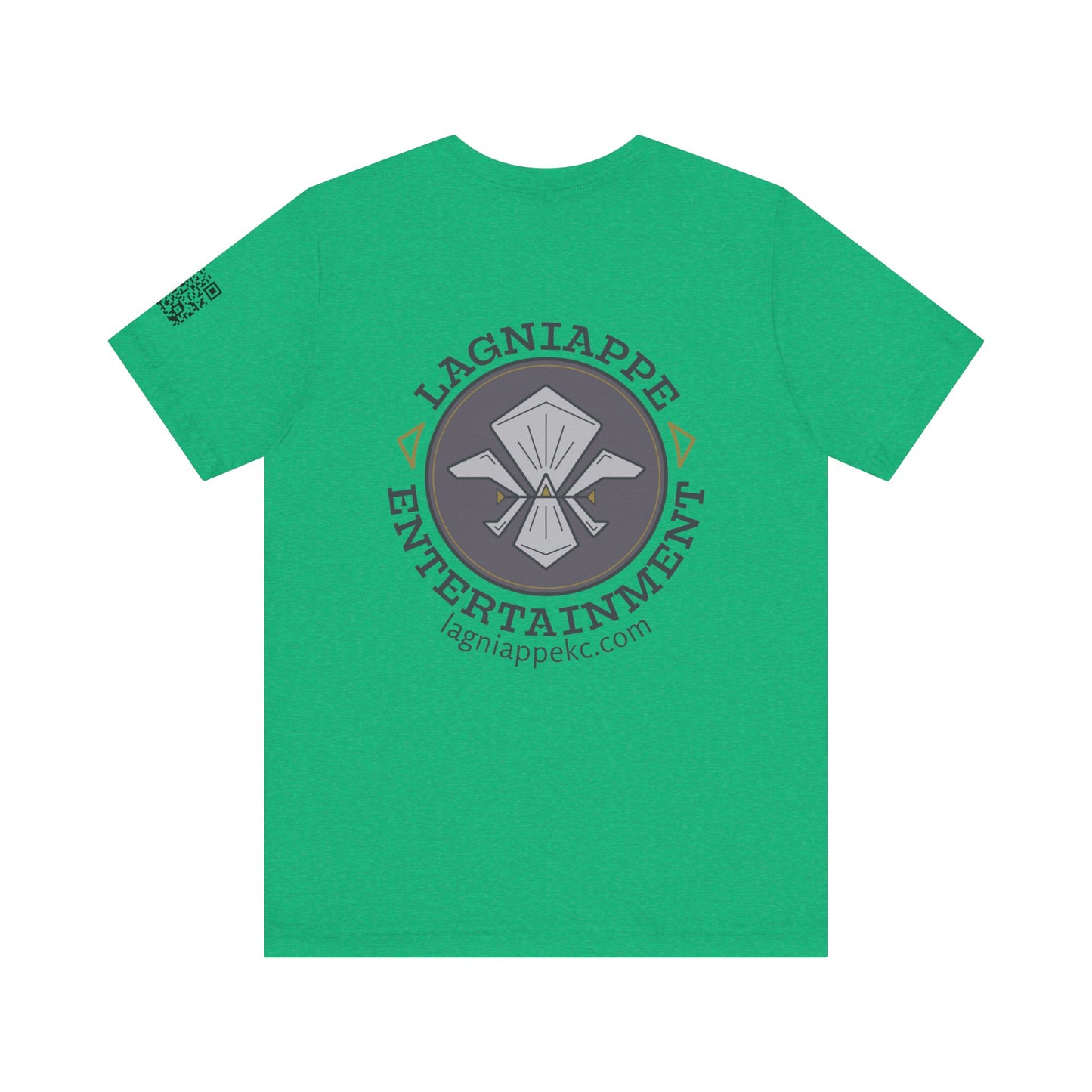 Lagniappe Entertainment Dark Color Logo - Unisex Jersey Tee, Casual Tee, Graphic T-Shirt, Unique Gift, Birthday Gift, Music Festival Apparel