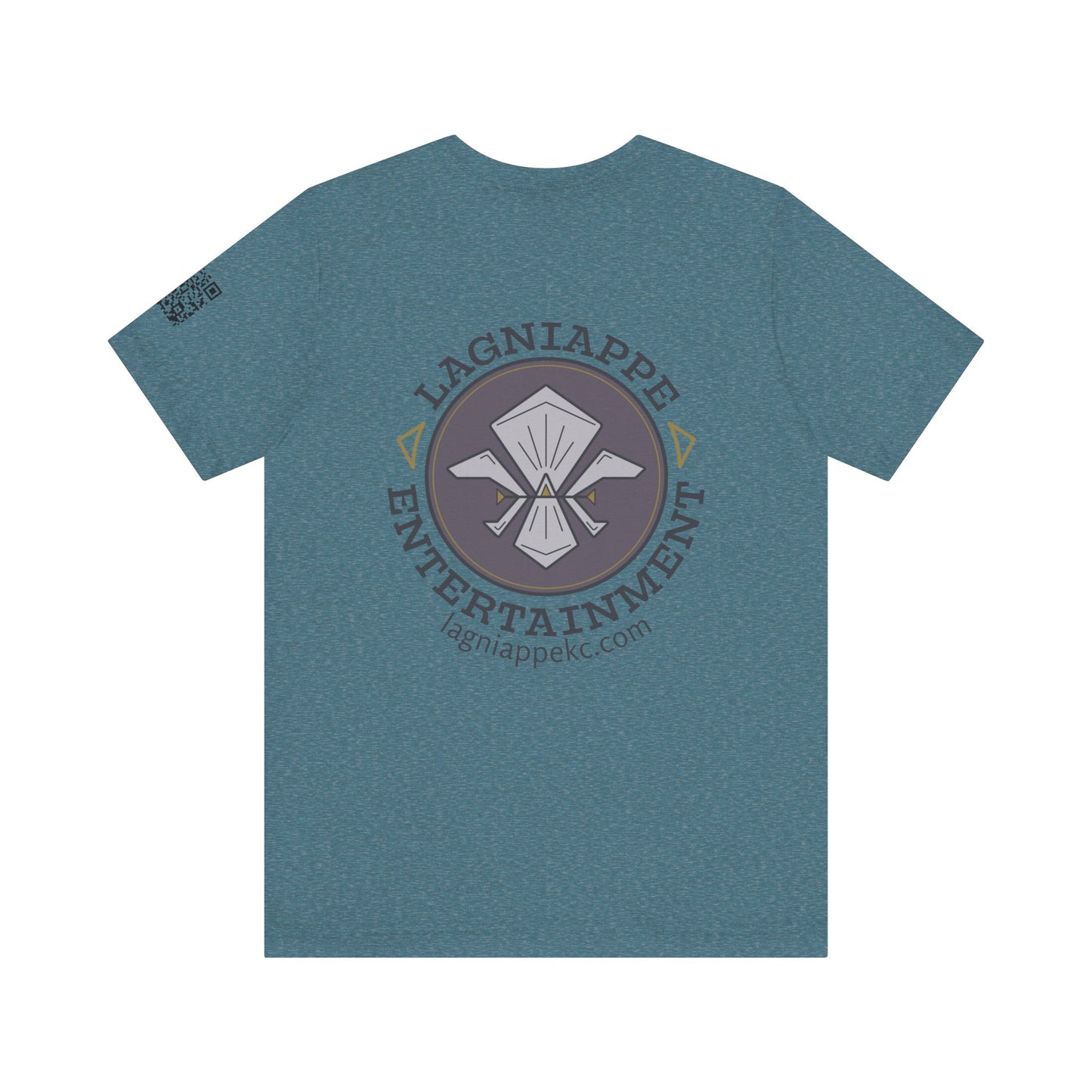 Lagniappe Entertainment Dark Color Logo - Unisex Jersey Tee, Casual Tee, Graphic T-Shirt, Unique Gift, Birthday Gift, Music Festival Apparel