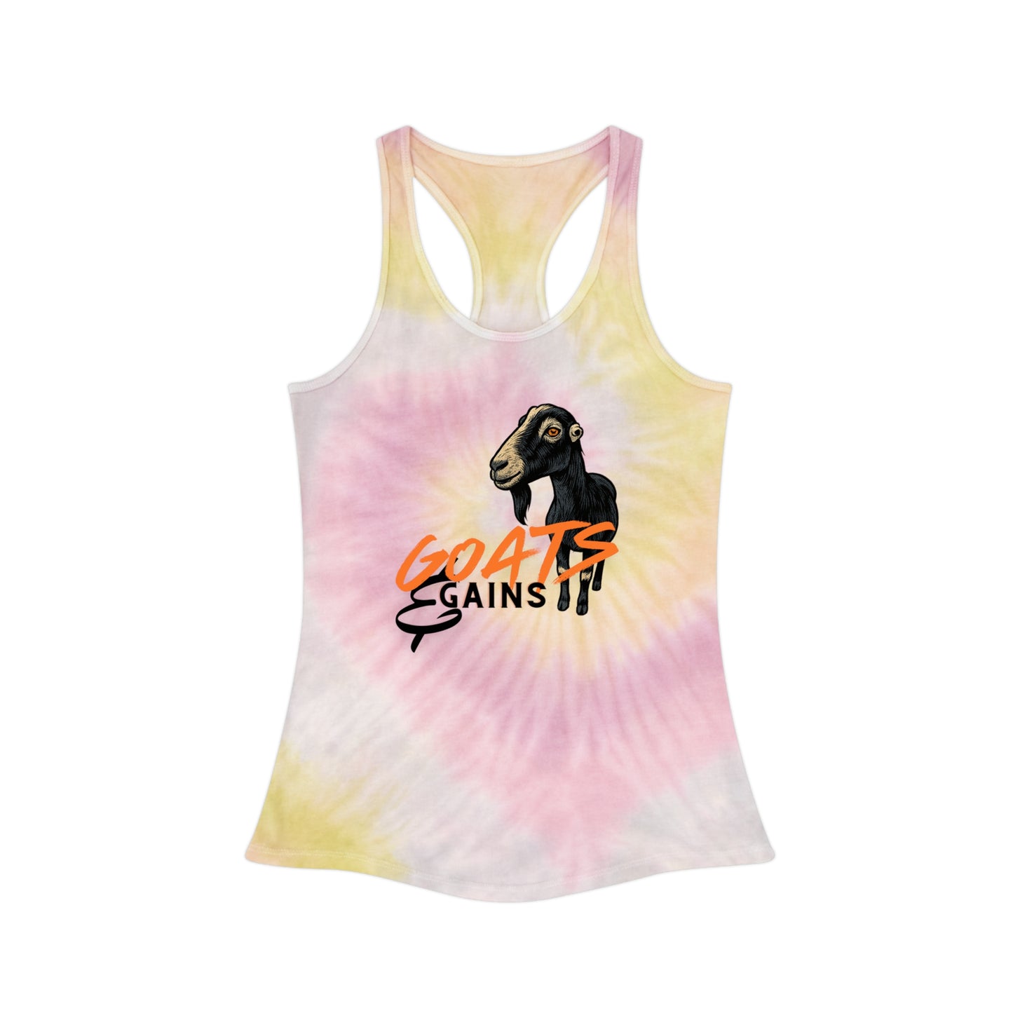 Goats and Gains Tie Dye Racerback Tank Top