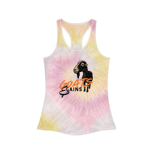 Goats and Gains Tie Dye Racerback Tank Top