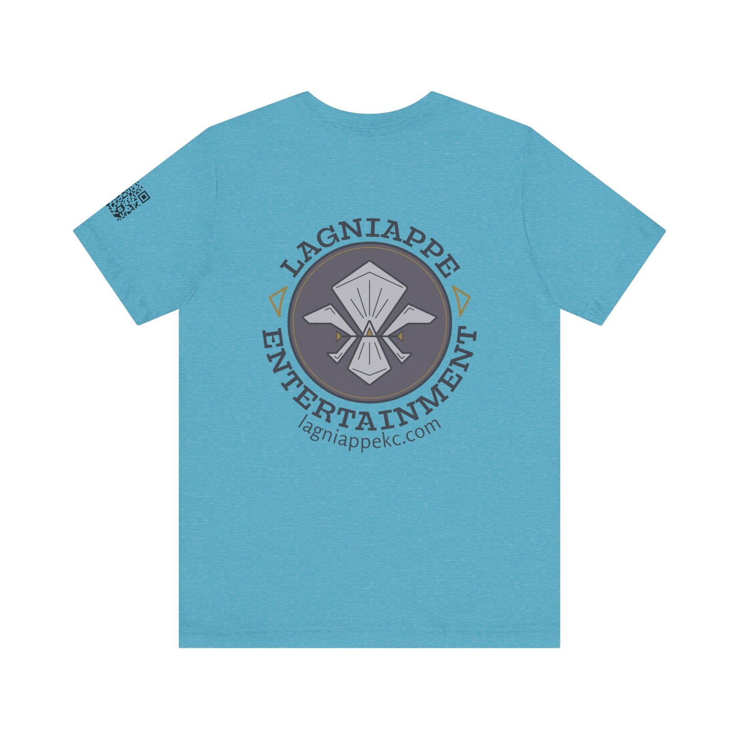 Lagniappe Entertainment Dark Color Logo - Unisex Jersey Tee, Casual Tee, Graphic T-Shirt, Unique Gift, Birthday Gift, Music Festival Apparel