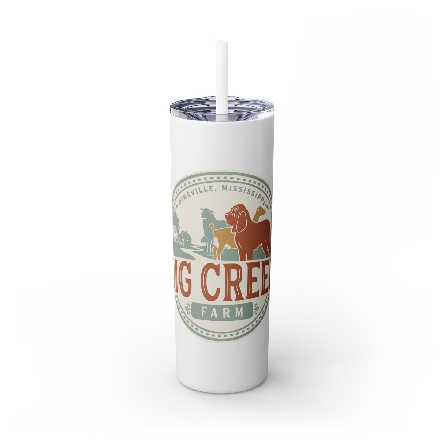 Big Creek Farm Skinny Tumbler with Straw, 20oz