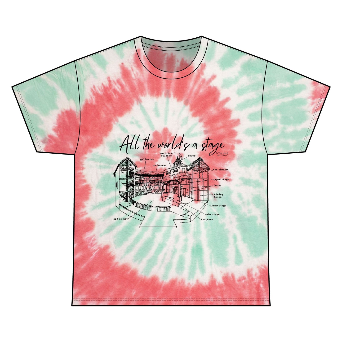 All the World's a Stage Tie Dye Cotton Tee Unisex