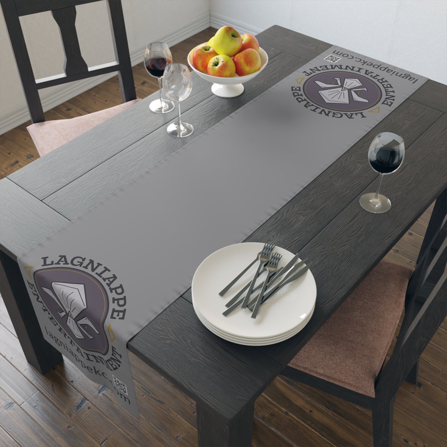 Lagniappe Entertainment Dark Color Logo Table Runner