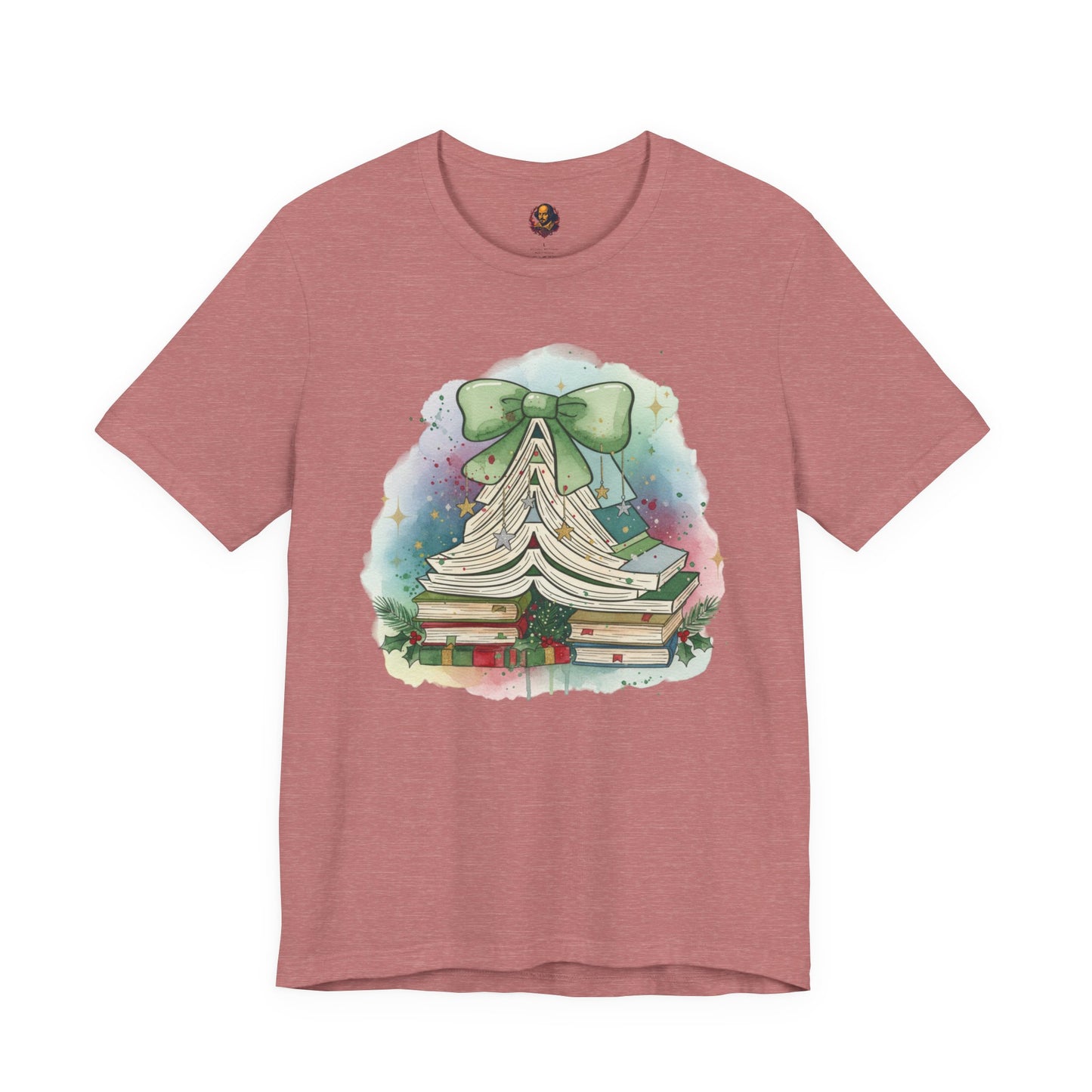 Book Stack Christmas Unisex Tee