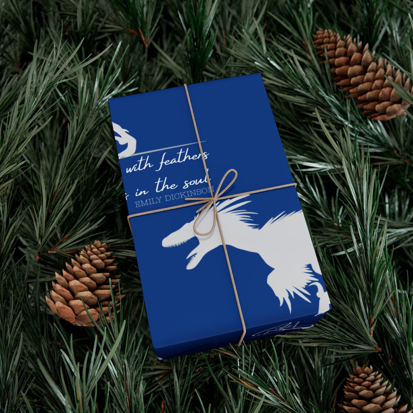 Hope is the Thing with Feathers - Velociraptor Gift Wrap Paper