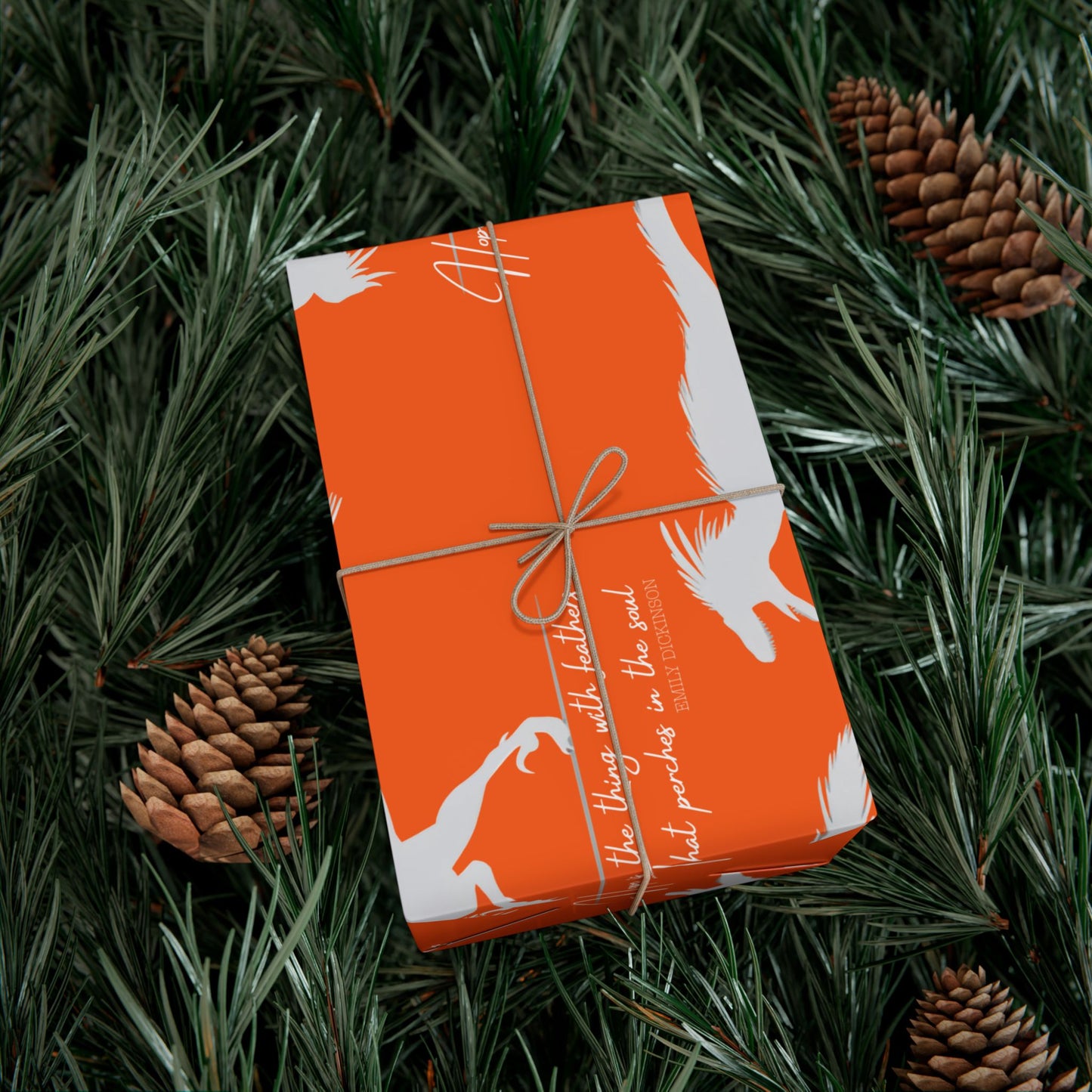 Hope is the Thing with Feathers - Velociraptor Gift Wrap Paper