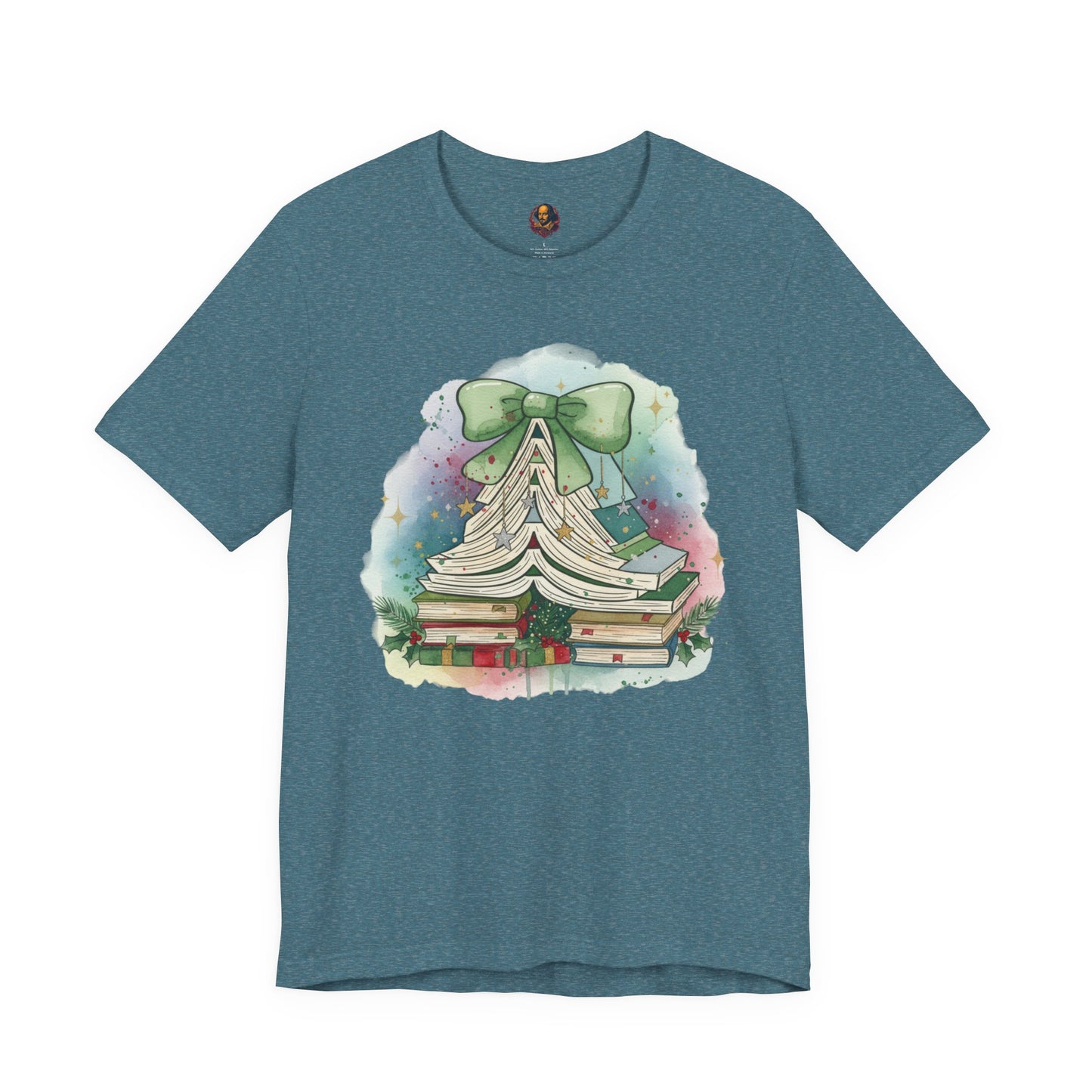 Book Stack Christmas Unisex Tee