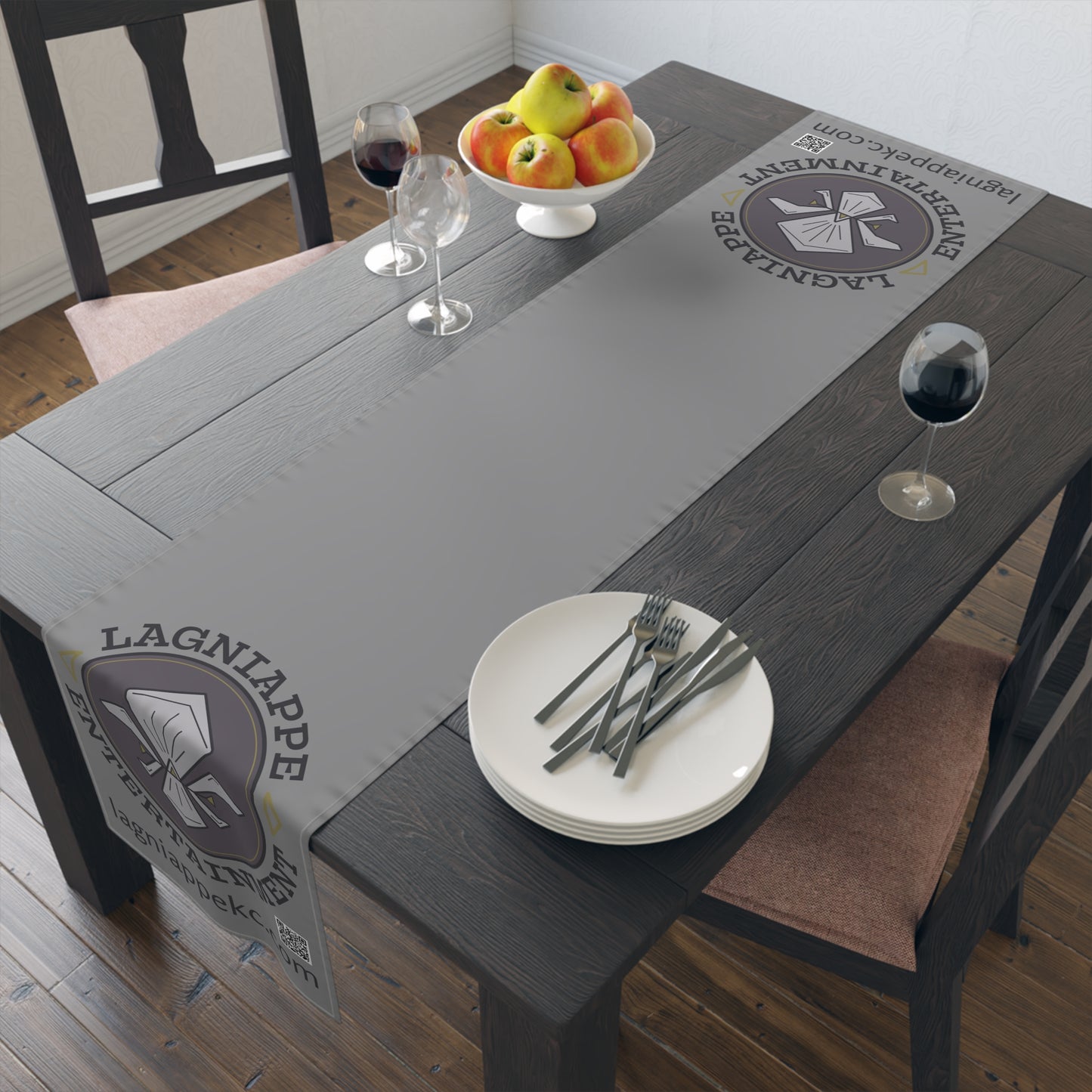 Lagniappe Entertainment Dark Color Logo Table Runner