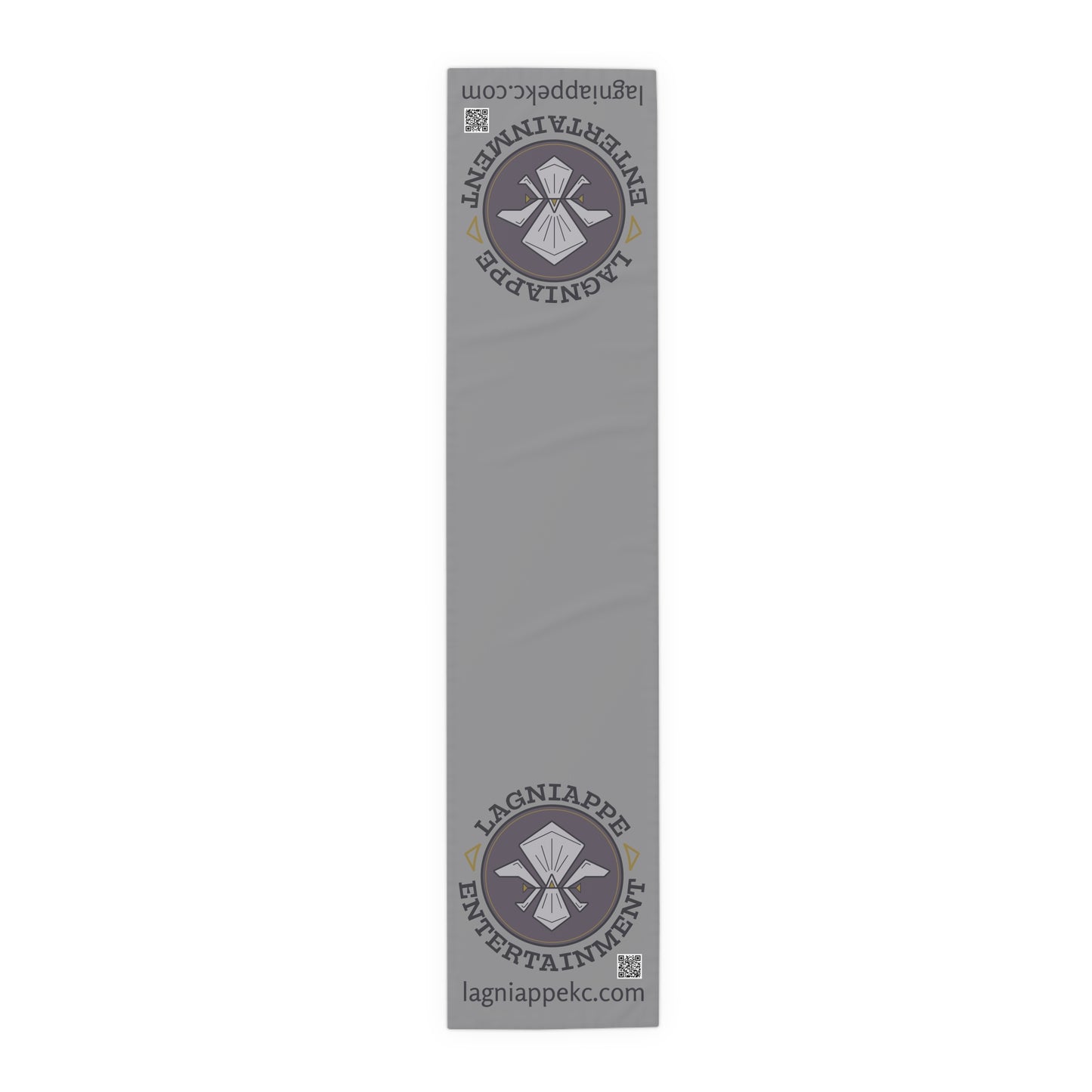 Lagniappe Entertainment Dark Color Logo Table Runner