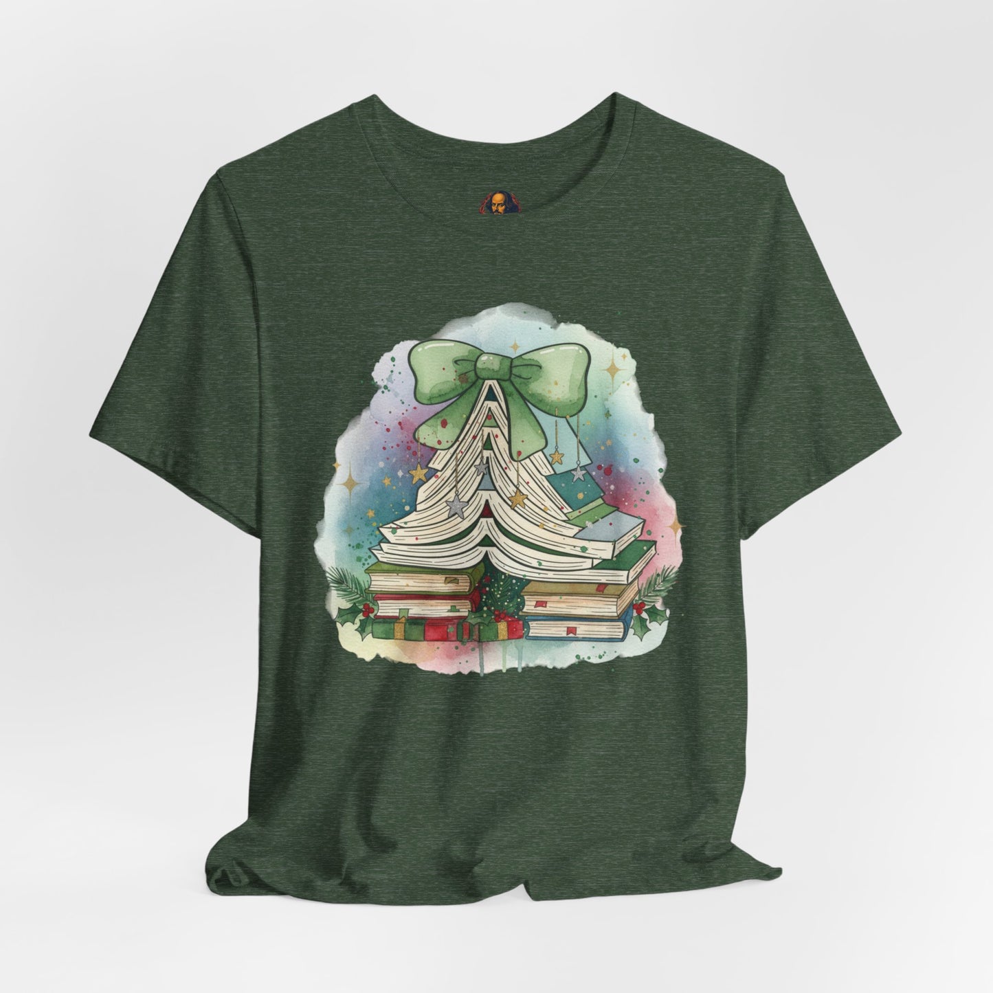 Book Stack Christmas Unisex Tee