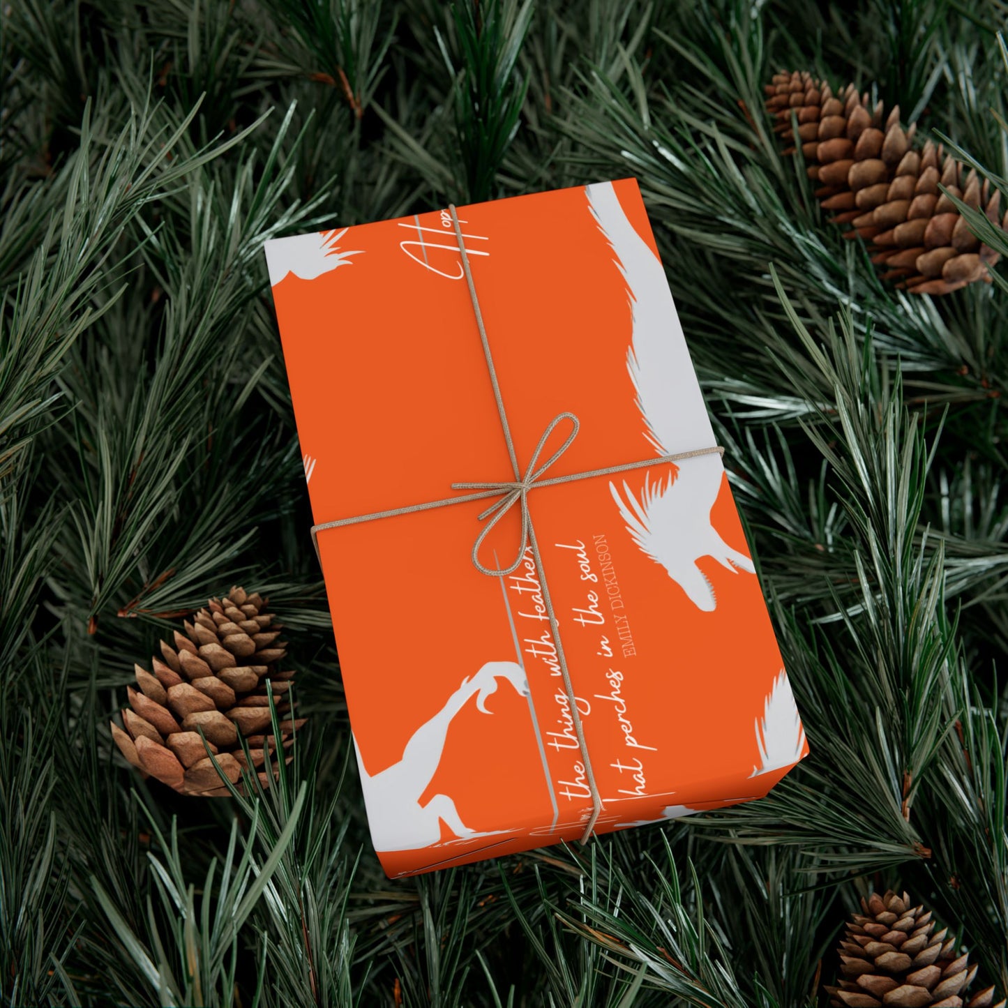 Hope is the Thing with Feathers - Velociraptor Gift Wrap Paper