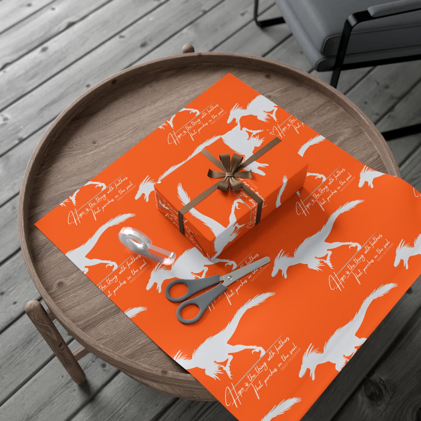 Hope is the Thing with Feathers - Velociraptor Gift Wrap Paper