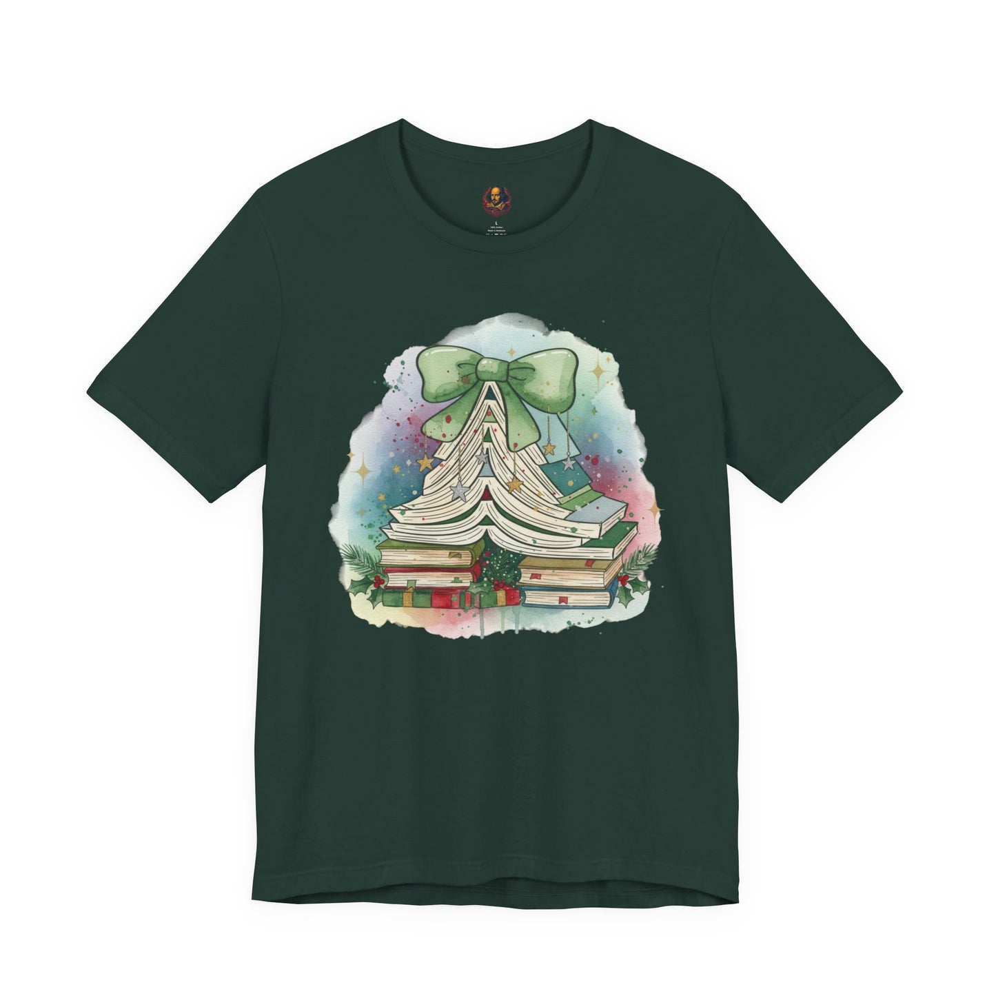 Book Stack Christmas Unisex Tee