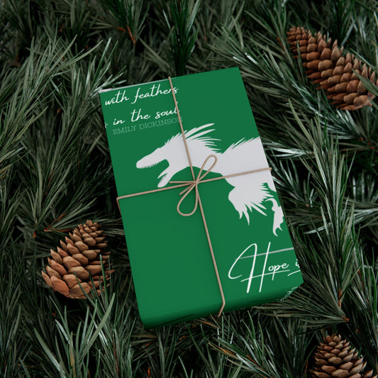 Hope is the Thing with Feathers - Velociraptor Gift Wrap Paper