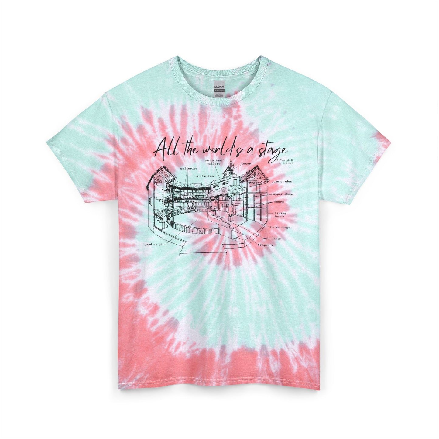 All the World's a Stage Tie Dye Cotton Tee Unisex