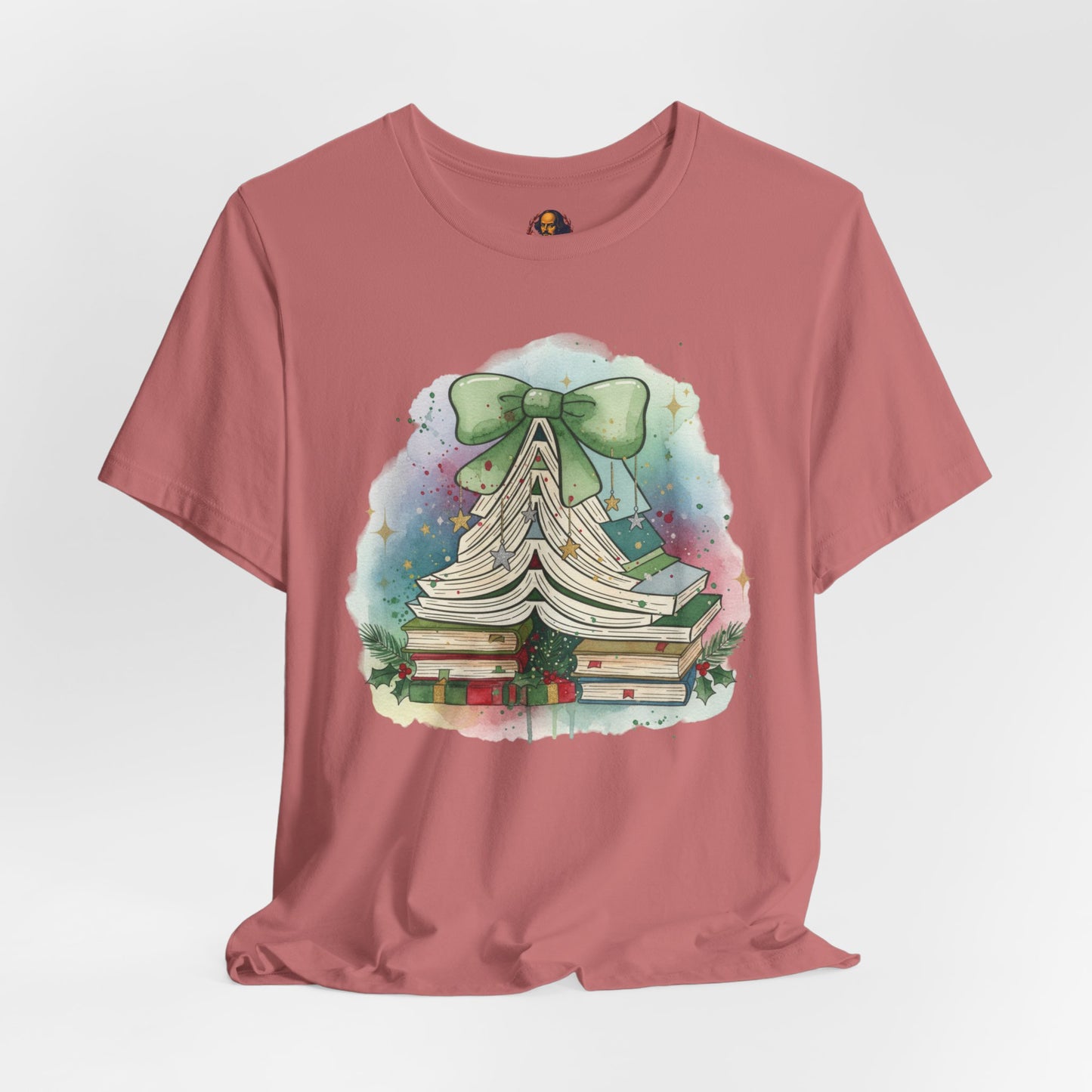 Book Stack Christmas Unisex Tee