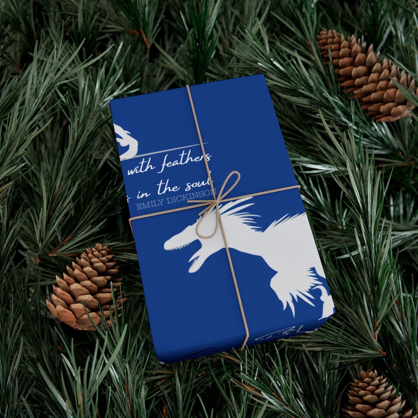 Hope is the Thing with Feathers - Velociraptor Gift Wrap Paper