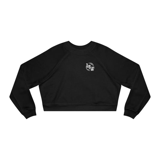 LTW White Monogram Cropped Fleece Pullover