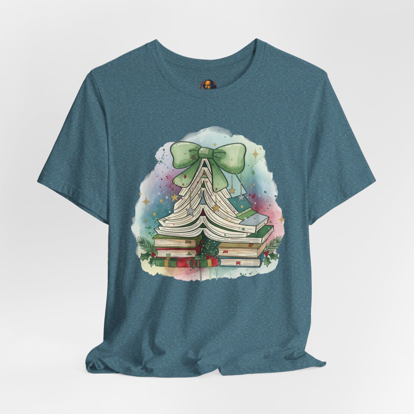 Book Stack Christmas Unisex Tee
