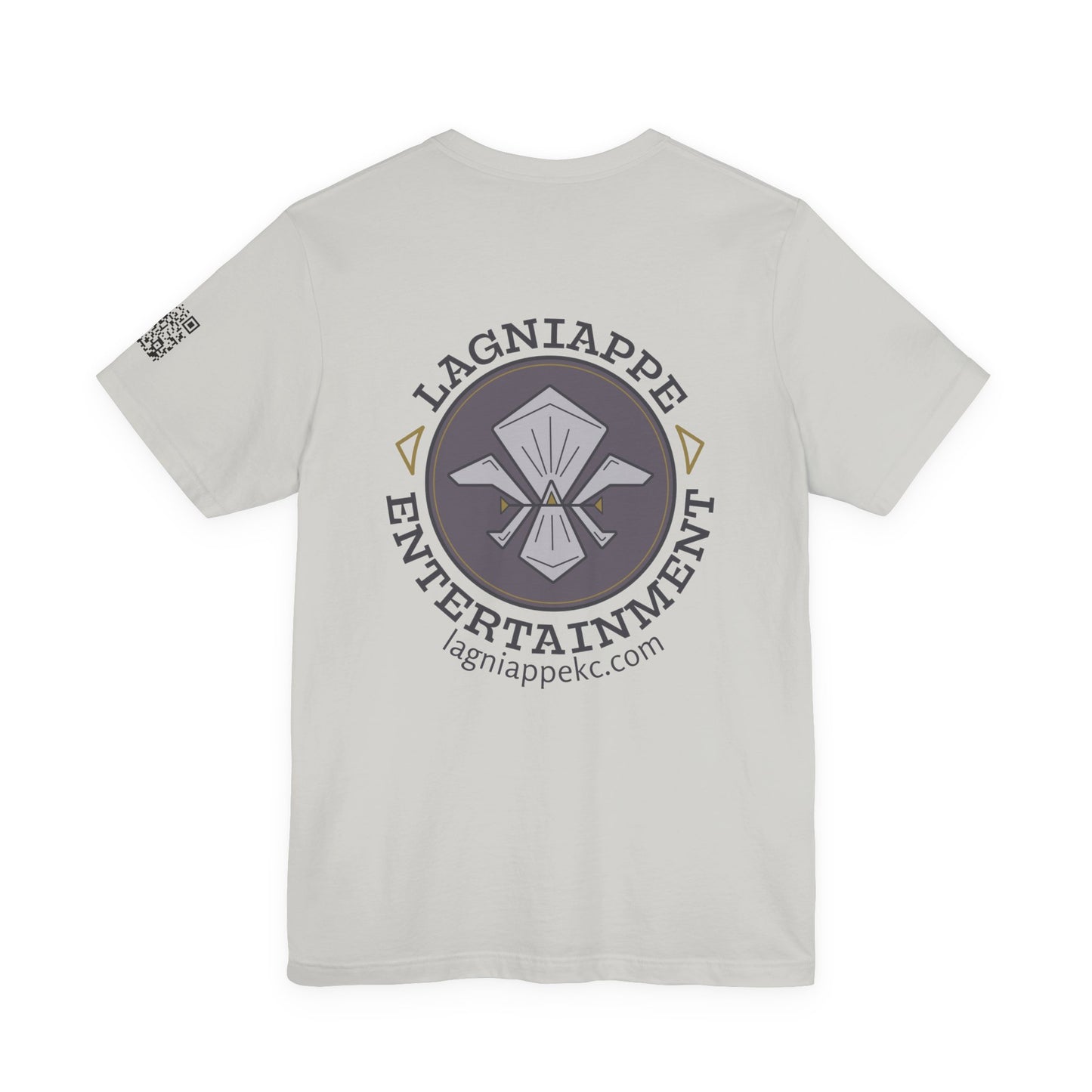 Lagniappe Entertainment Dark Color Logo - Unisex Jersey Tee, Casual Tee, Graphic T-Shirt, Unique Gift, Birthday Gift, Music Festival Apparel