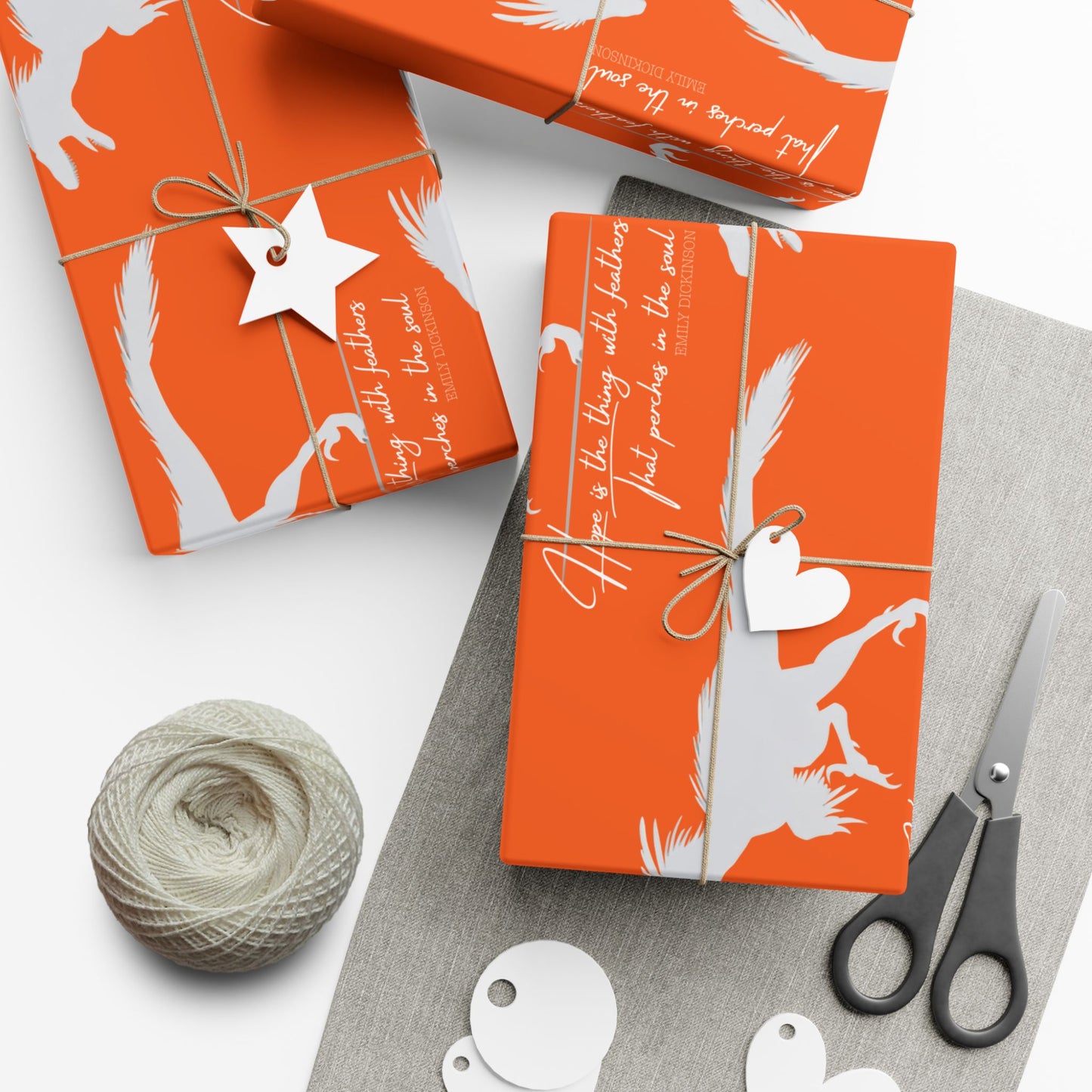 Hope is the Thing with Feathers - Velociraptor Gift Wrap Paper