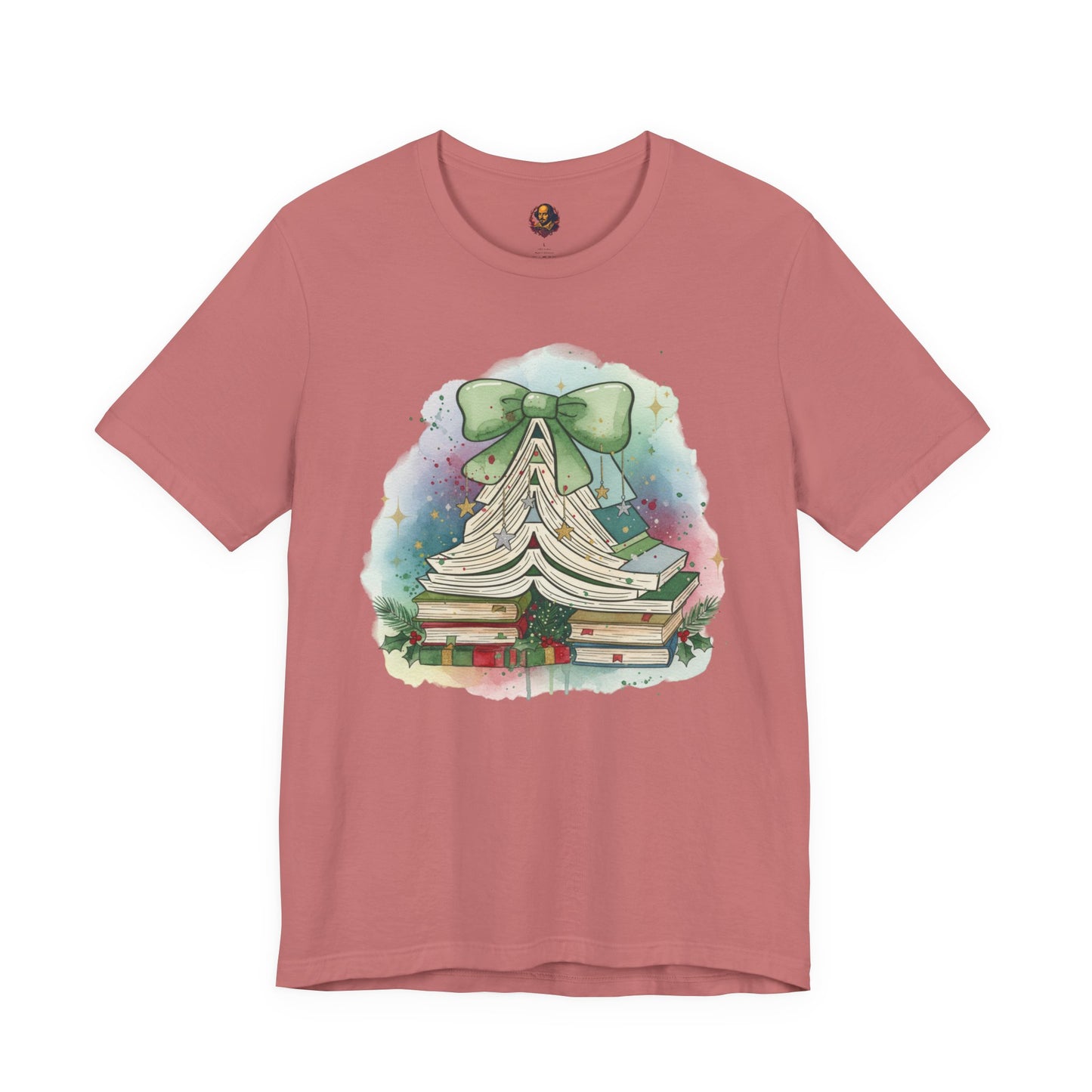 Book Stack Christmas Unisex Tee