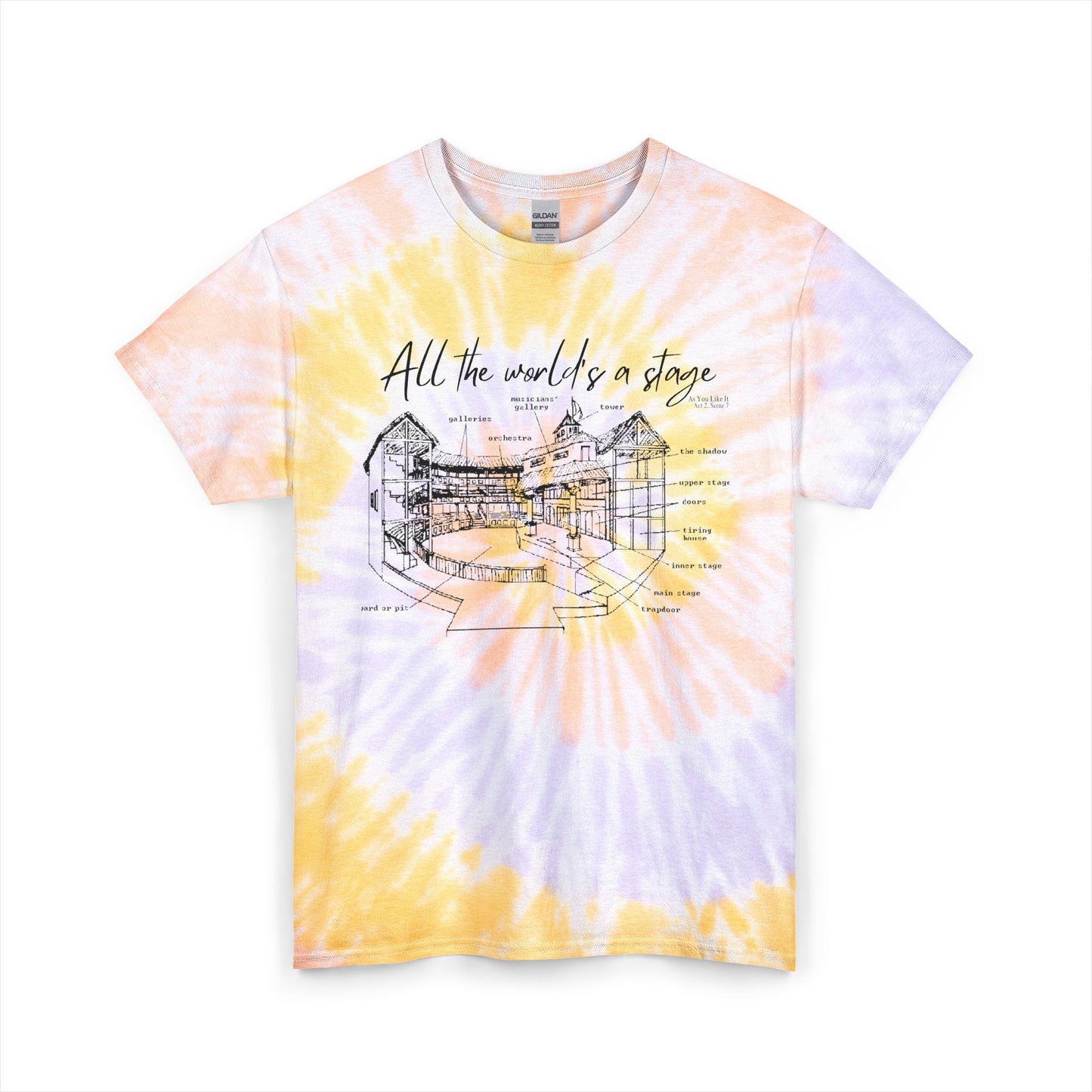 All the World's a Stage Tie Dye Cotton Tee Unisex