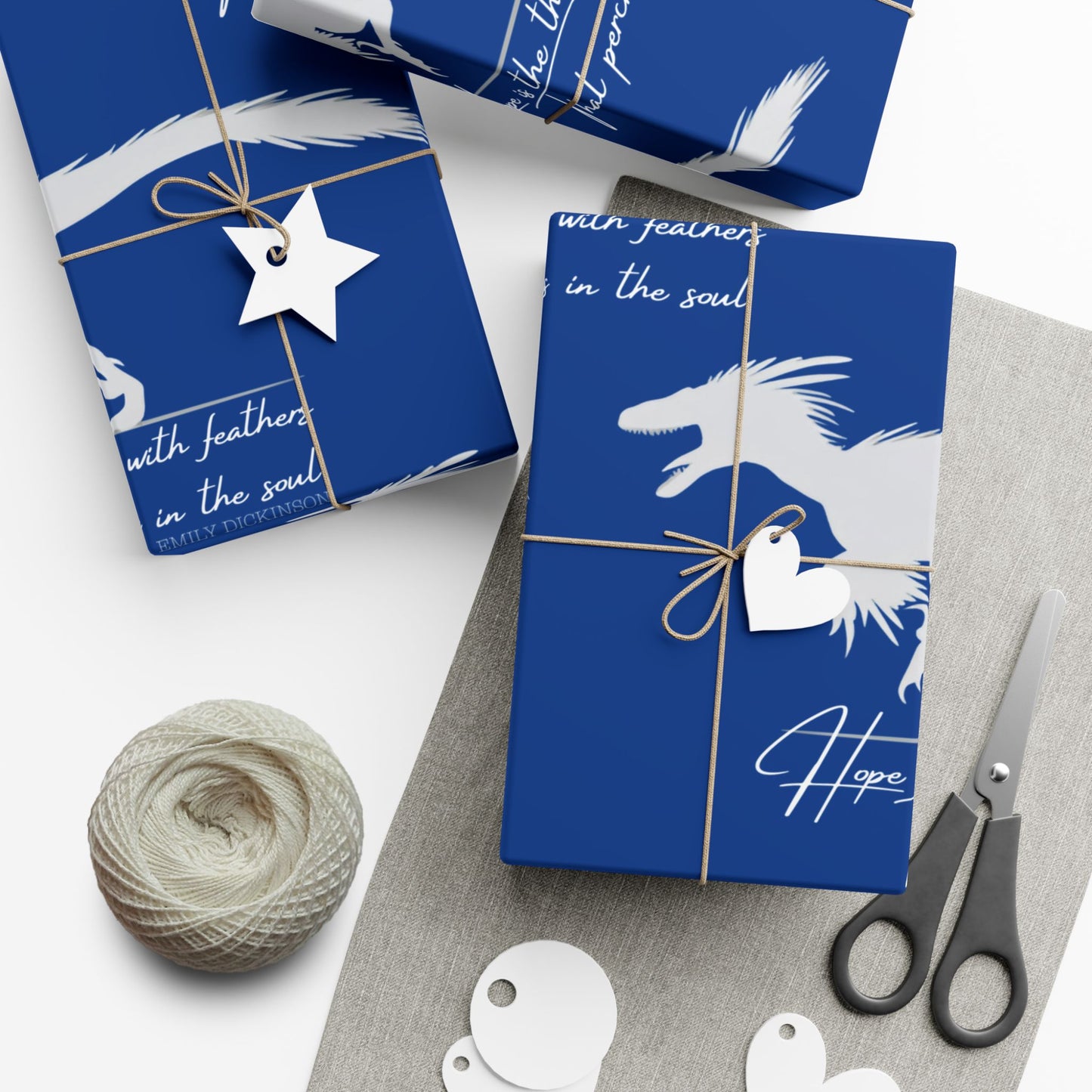 Hope is the Thing with Feathers - Velociraptor Gift Wrap Paper