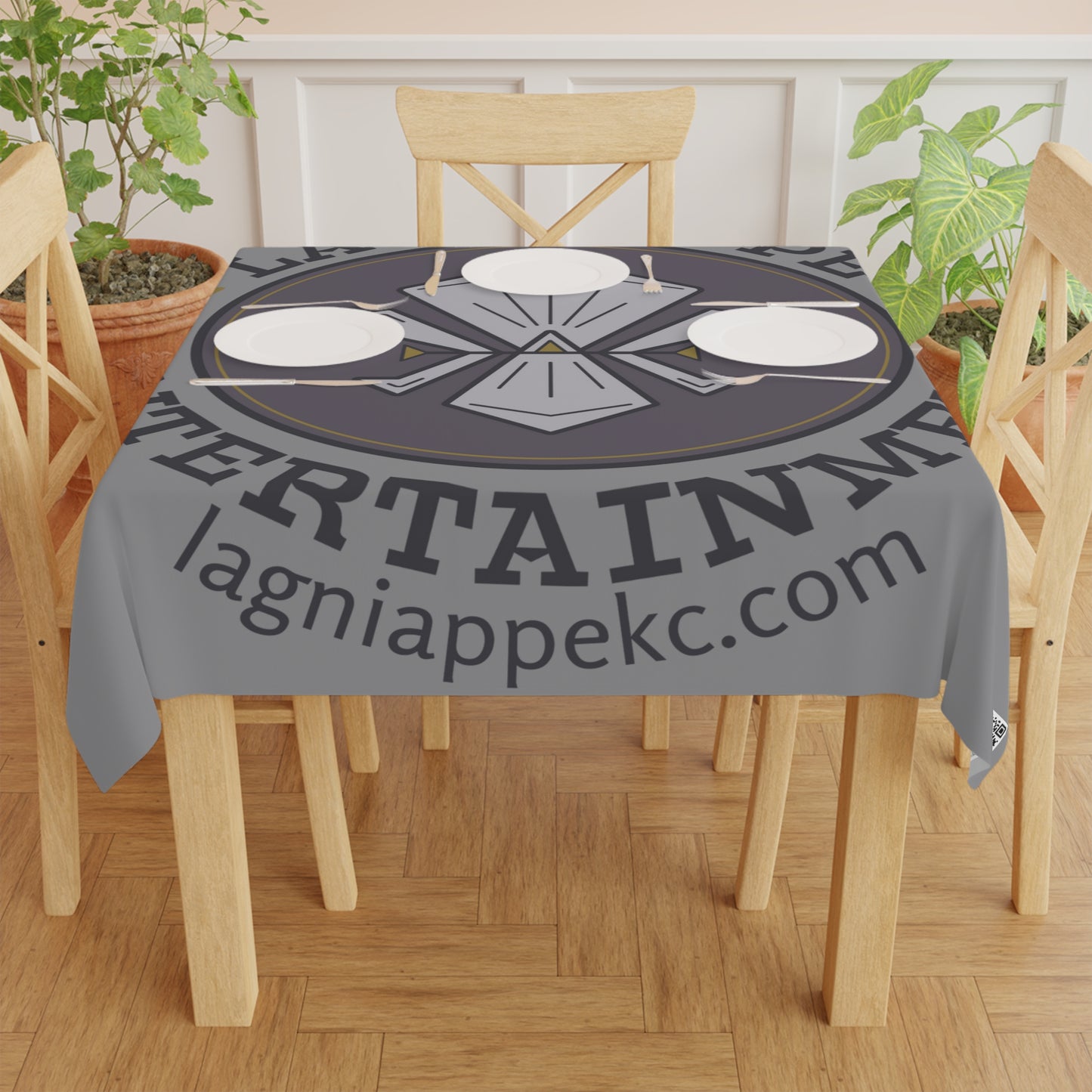 Lagniappe Entertainment Large Dark Color Logo Tablecloth
