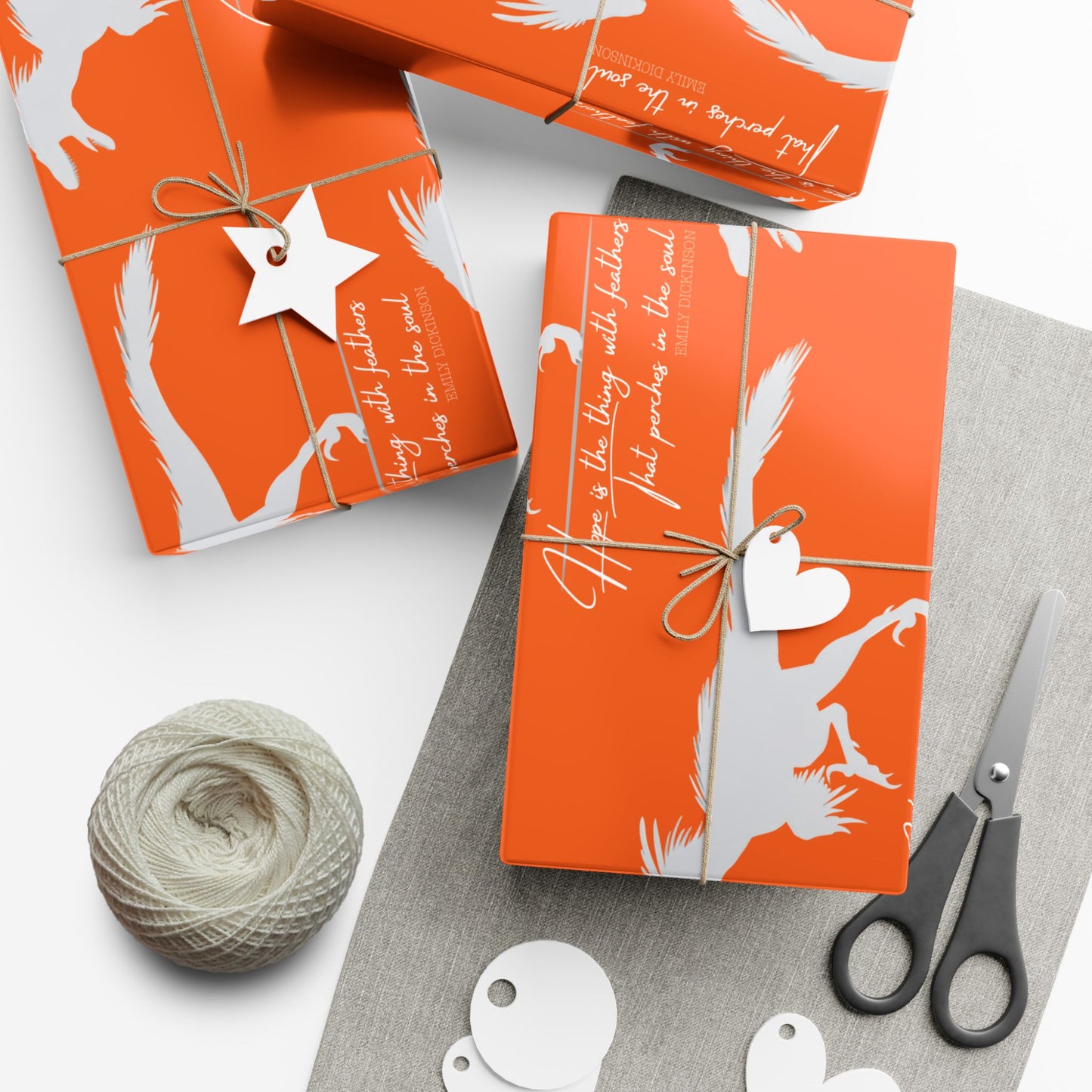 Hope is the Thing with Feathers - Velociraptor Gift Wrap Paper